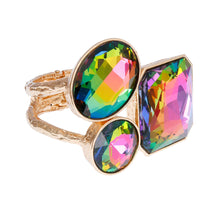 Load image into Gallery viewer, Multi Crystal Gold Hinge Cuff
