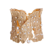 Load image into Gallery viewer, Chunky Gold Tree Bark Hinge Cuff
