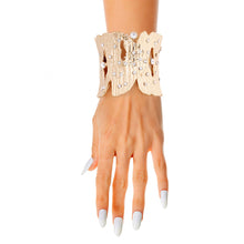 Load image into Gallery viewer, Chunky Gold Tree Bark Hinge Cuff
