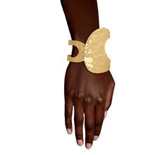 Load image into Gallery viewer, Gold Hammered Metal Wrap Cuff
