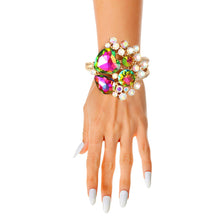 Load image into Gallery viewer, A Full Heart Pink Green Crystal Cuff
