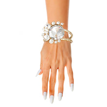 Load image into Gallery viewer, Gold Round Crystals Hinge Cuff
