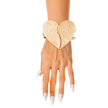 Load image into Gallery viewer, Gold Scratched Heart Chunky Cuff
