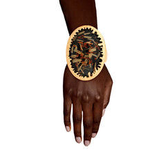 Load image into Gallery viewer, Oval Black Confetti Gold Cuff
