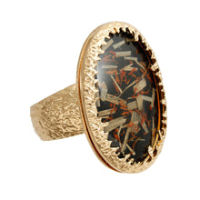 Load image into Gallery viewer, Oval Black Confetti Gold Cuff
