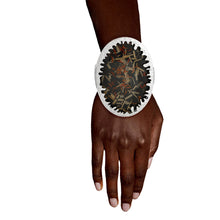 Load image into Gallery viewer, Oval Black Confetti Silver Cuff
