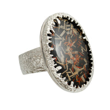 Load image into Gallery viewer, Oval Black Confetti Silver Cuff
