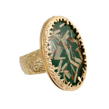 Load image into Gallery viewer, Oval Green Confetti Gold Cuff
