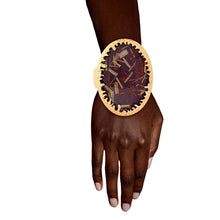 Load image into Gallery viewer, Oval Purple Confetti Gold Cuff
