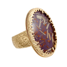 Load image into Gallery viewer, Oval Purple Confetti Gold Cuff
