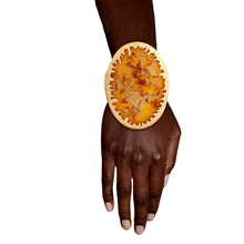 Load image into Gallery viewer, Oval Yellow Confetti Gold Cuff
