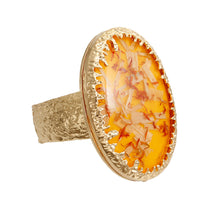 Load image into Gallery viewer, Oval Yellow Confetti Gold Cuff
