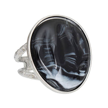 Load image into Gallery viewer, Black Marbled Resin Silver Cuff
