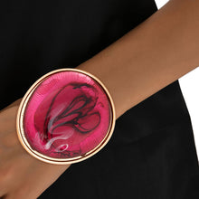 Load image into Gallery viewer, Purple Marbled Resin Gold Cuff
