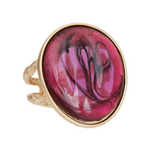 Load image into Gallery viewer, Purple Marbled Resin Gold Cuff
