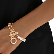 Load image into Gallery viewer, Gold CZ Mixed Link Bracelet
