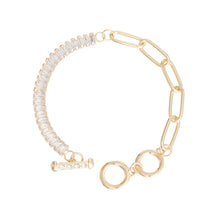 Load image into Gallery viewer, Gold CZ Mixed Link Bracelet
