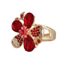 Load image into Gallery viewer, Red Crystal Floral Leaf Cuff
