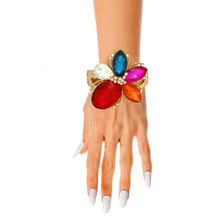 Load image into Gallery viewer, Multi Color Crystal Flower Hinge Cuff
