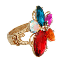 Load image into Gallery viewer, Multi Color Crystal Flower Hinge Cuff
