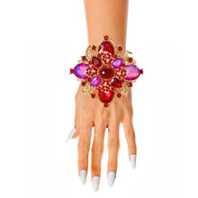 Load image into Gallery viewer, Red Filigree Crystal Flower Cuff
