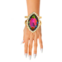 Load image into Gallery viewer, Gold Pink Green Marquise Chunky Cuff
