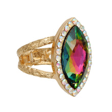 Load image into Gallery viewer, Gold Pink Green Marquise Chunky Cuff
