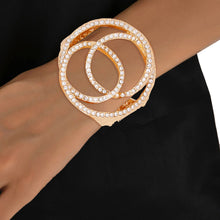 Load image into Gallery viewer, Gold Rhinestone 3D Hinge Cuff
