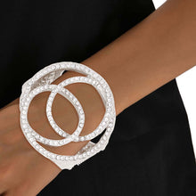 Load image into Gallery viewer, Silver Rhinestone 3D Hinge Cuff
