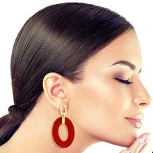 Load image into Gallery viewer, Red Pave Stone Oval Earrings
