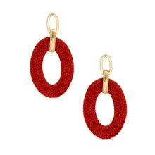 Load image into Gallery viewer, Red Pave Stone Oval Earrings
