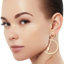 Load image into Gallery viewer, Gold Pave D Drop Earrings
