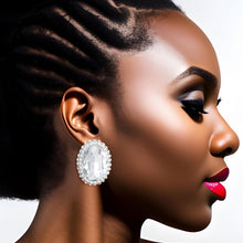 Load image into Gallery viewer, Silver Oval Halo Studs
