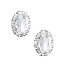 Load image into Gallery viewer, Silver Oval Halo Studs
