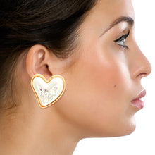 Load image into Gallery viewer, Gold Pearl Heart Studs
