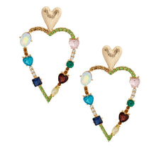 Load image into Gallery viewer, Multi Skinny Heart Stone Earrings
