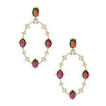 Load image into Gallery viewer, Oval Pink Green Earrings
