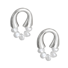 Load image into Gallery viewer, Silver Arch Pearl Studs
