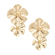 Load image into Gallery viewer, Shiny Gold Double Flower Earrings
