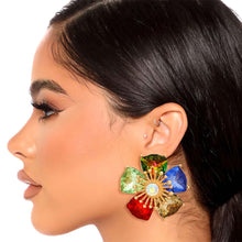 Load image into Gallery viewer, Multi Color Crystal Daisy Studs
