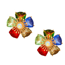 Load image into Gallery viewer, Multi Color Crystal Daisy Studs
