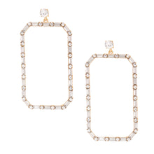 Load image into Gallery viewer, Gold Rectangle Stoned Earrings
