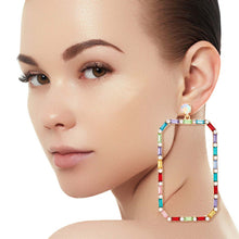 Load image into Gallery viewer, Multi Color Rectangle Stoned Earrings
