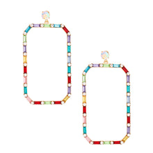 Load image into Gallery viewer, Multi Color Rectangle Stoned Earrings

