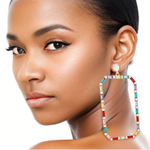 Load image into Gallery viewer, Multi Color Rectangle Stoned Earrings
