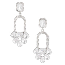 Load image into Gallery viewer, Silver Arched Crystal Earrings
