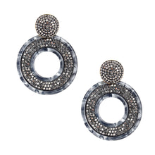 Load image into Gallery viewer, Black Stone Marbled Ring Earrings
