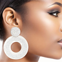 Load image into Gallery viewer, White Stone Marbled Ring Earrings
