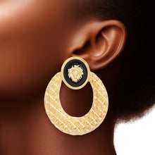 Load image into Gallery viewer, Stud Gold Medium Door Knocker Earrings for Women
