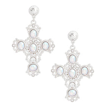 Load image into Gallery viewer, Silver AURBO Fancy Cross Earrings
